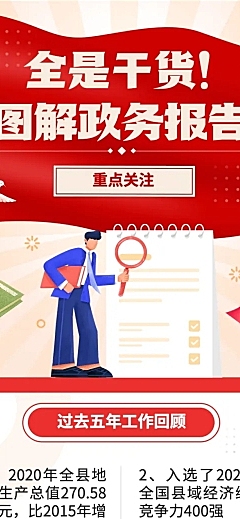 融媒体一图读懂工作报告插画文章长图