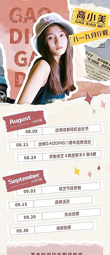 拼贴风明星行程应援总结时尚长图