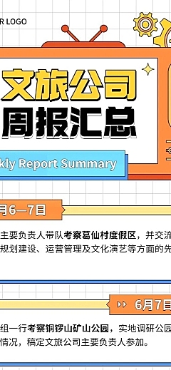 企业商务文旅公司内部周报长图海报