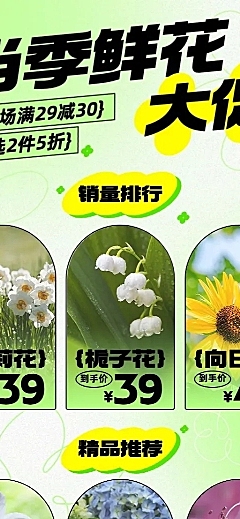 电商园艺鲜花促销长图海报
