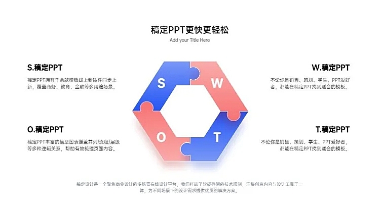 商务简约多边形并列关系4项PPT图文页
