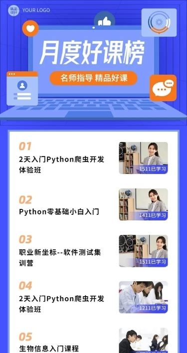 知识付费热门课程排行榜长图海报