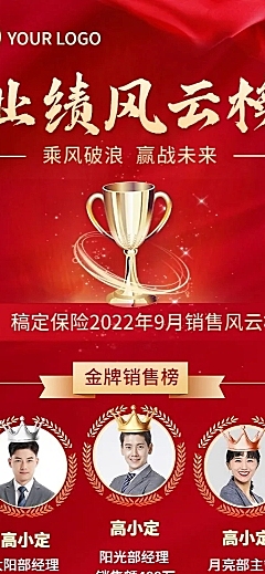 金融保险业绩表彰龙虎榜红金喜庆风长图海报