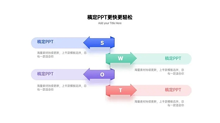 商务线条箭头并列关系4项PPT图文页