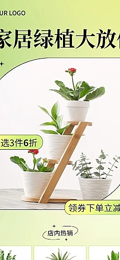 电商园艺产品展示长图海报