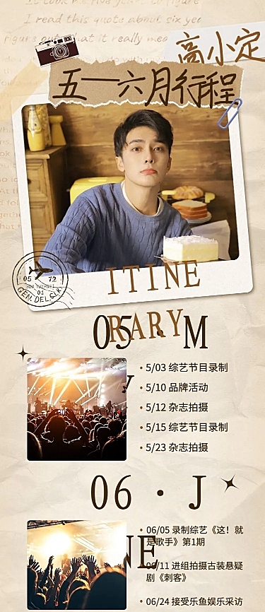 简约风明星行程总结长图