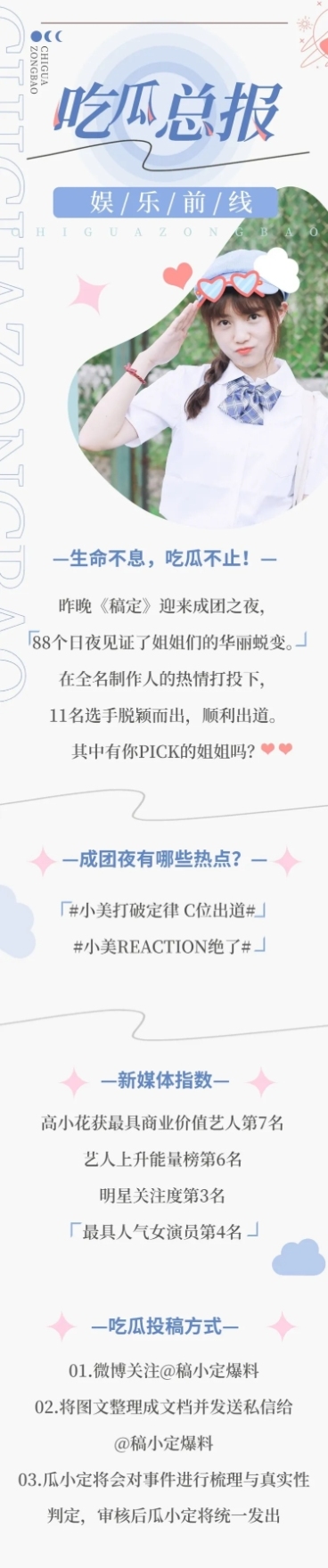 简约时尚风娱乐吃瓜总结长图预览效果