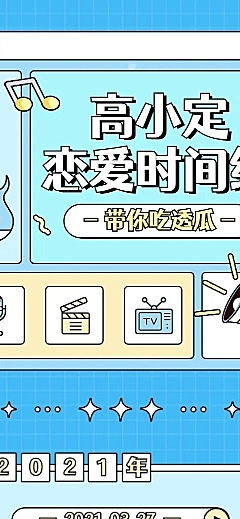 扁平插画风娱乐吃瓜总结长图