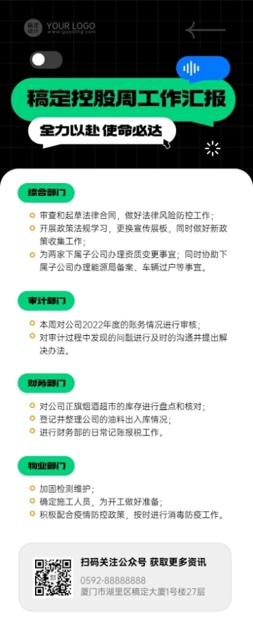 企业商务企业内部控股周报长图海报预览效果
