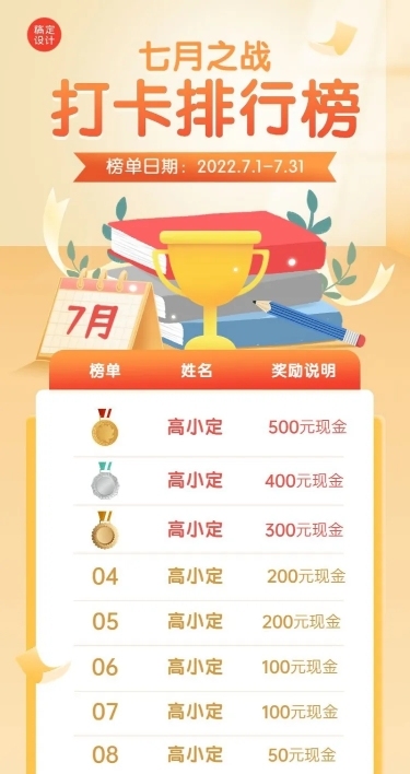 教育培训学习排行榜插画长图海报