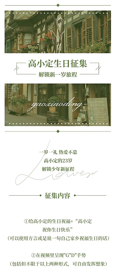 法式简约风明星生日应援长图