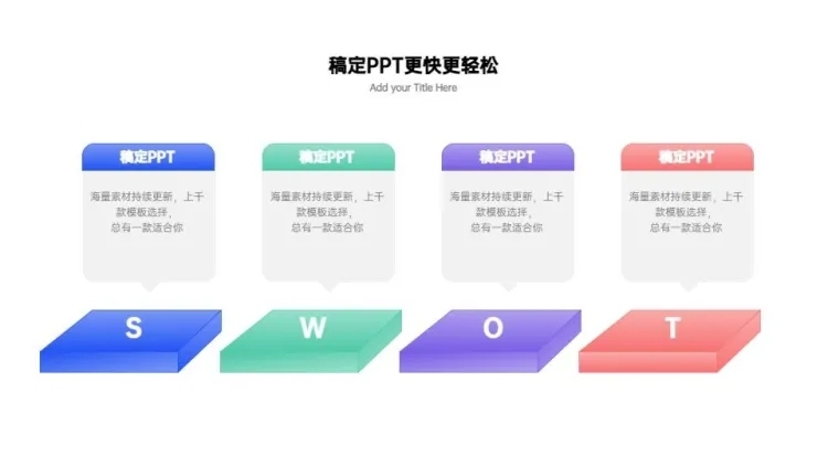 分析并列关系4项边框PPT图文页预览效果