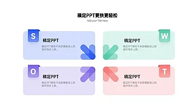 并列关系4项SWOT蓝色PPT图文页