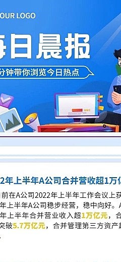 企业商务新闻资讯企业早报简约商务风长图海报
