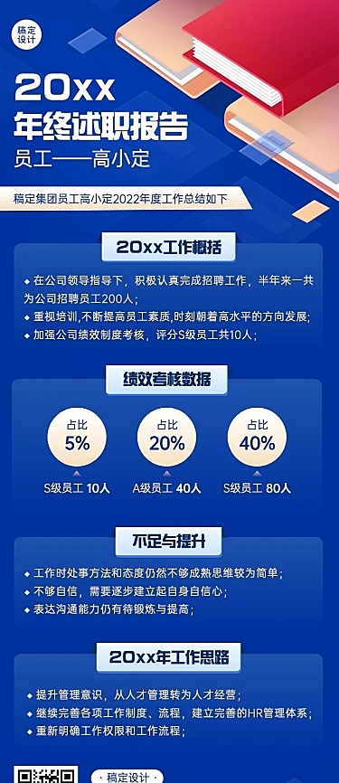 企业商务年度工作总结汇报插画长图海报