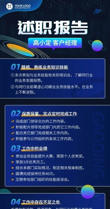 企业商务总结汇报员工述职汇报长图海报