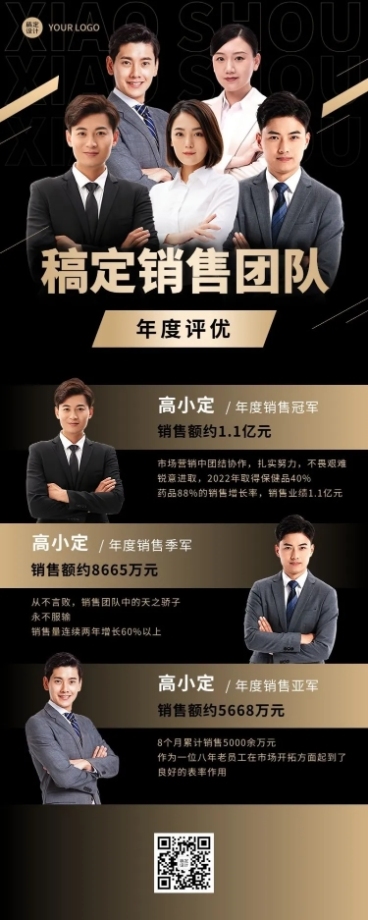 企业商务销售团队合照晒照长图海报预览效果