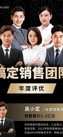 企业商务销售团队合照晒照长图海报