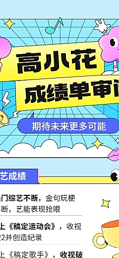 孟菲斯插画风明星数据总结长图
