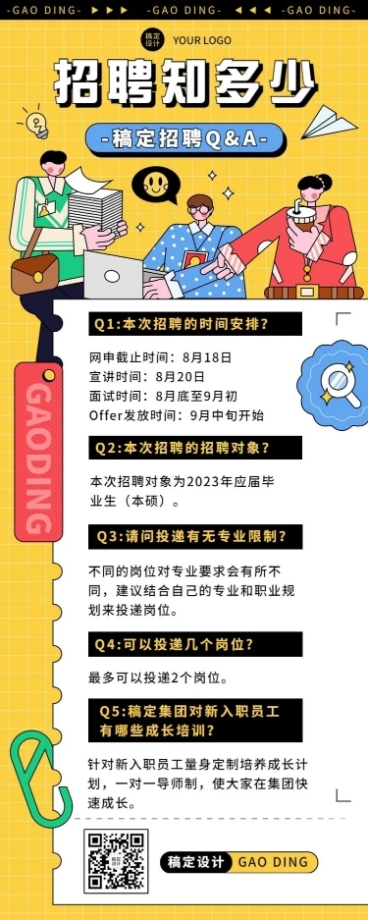 企业招聘问题知识问答Q&A长图海报排版预览效果