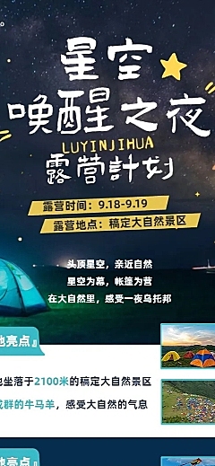 旅游露营星空活动计划长图海报
