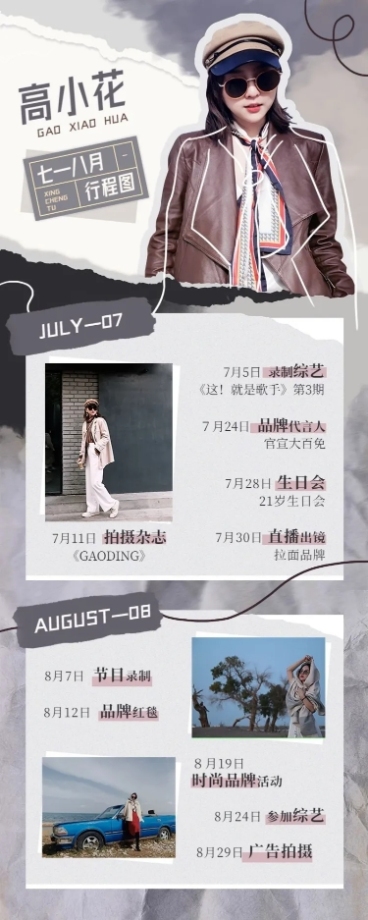 潮酷拼贴风明星行程总结长图预览效果