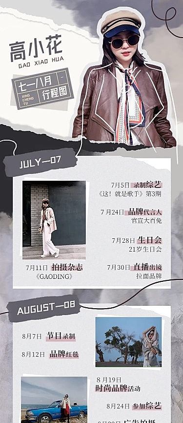 潮酷拼贴风明星行程总结长图