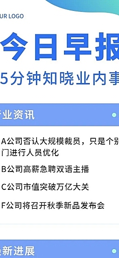 企业商务新闻资讯企业早报简约商务风长图海报