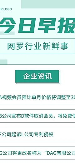 企业商务新闻资讯企业早报简约商务风长图海报