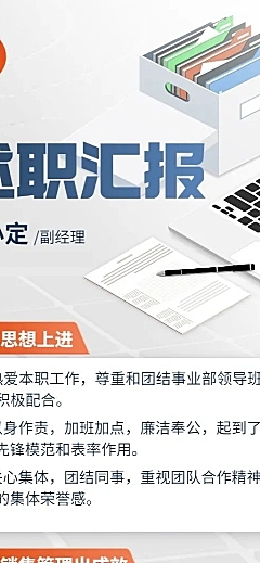 企业商务副经理述职总结汇报长图海报