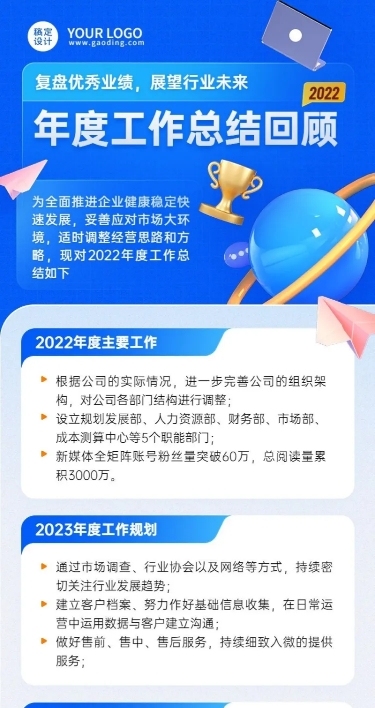 企业商务年度工作总结汇报长图海报