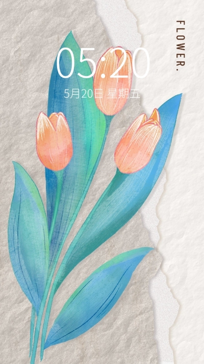 唯美油画棒风手绘郁金香手机壁纸