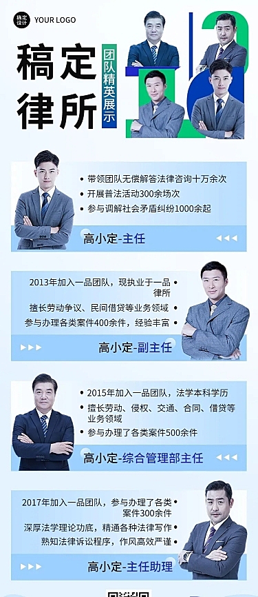 企业商务合照律师团队晒照长图海报