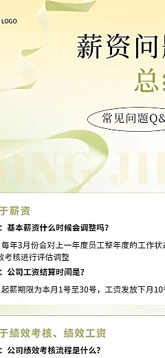 企业绩效考核薪资Q&A知识问答长图海报