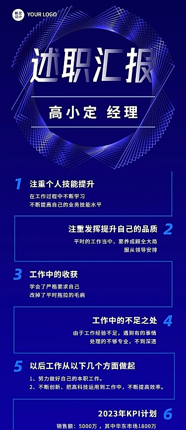 企业商务总结汇报员工述职汇报长图海报