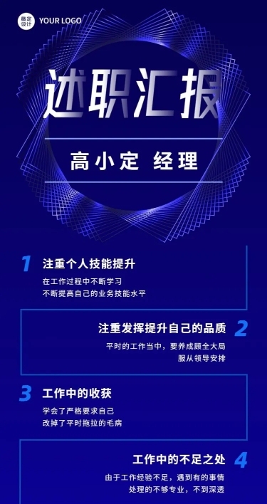 企业商务总结汇报员工述职汇报长图海报