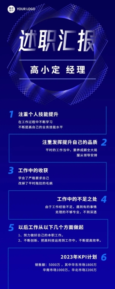 企业商务总结汇报员工述职汇报长图海报预览效果