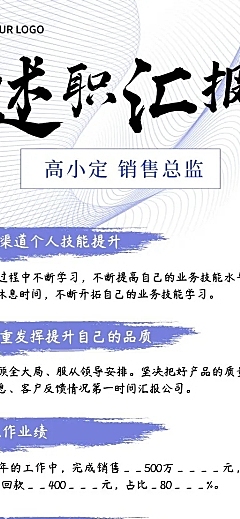企业商务总结汇报员工述职汇报长图海报