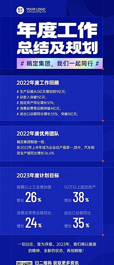 企业商务年度工作总结汇报长图海报