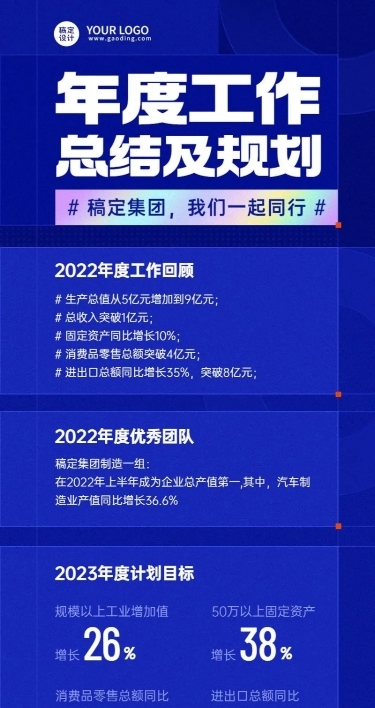 企业商务年度工作总结汇报长图海报