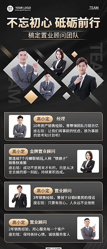 企业商务团队晒照长图海报拼贴