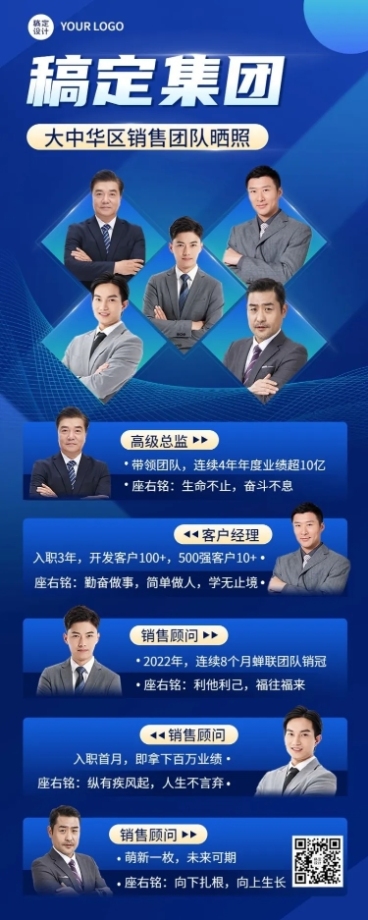 企业商务合照团队长图海报排版预览效果