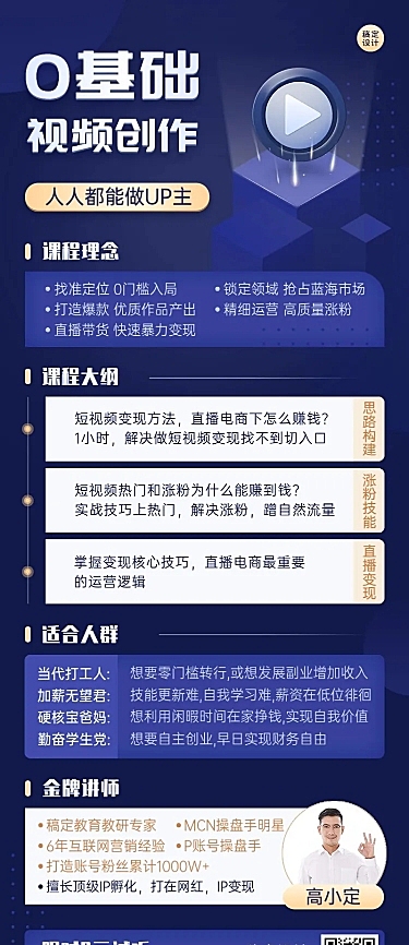 教育培训视频创作技能培训招生宣传长图海报