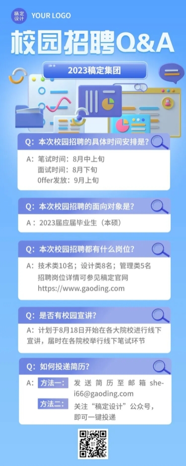 企业招聘问题知识问答Q&A长图海报_图片模板素材-稿定设计