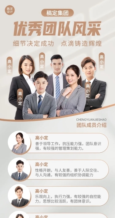 企业团队风采展示长图海报排版