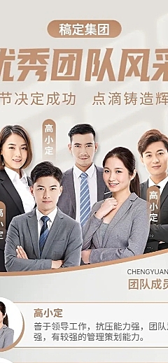企业团队风采展示长图海报排版