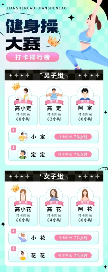 健身运动大赛排行榜长图海报预览效果