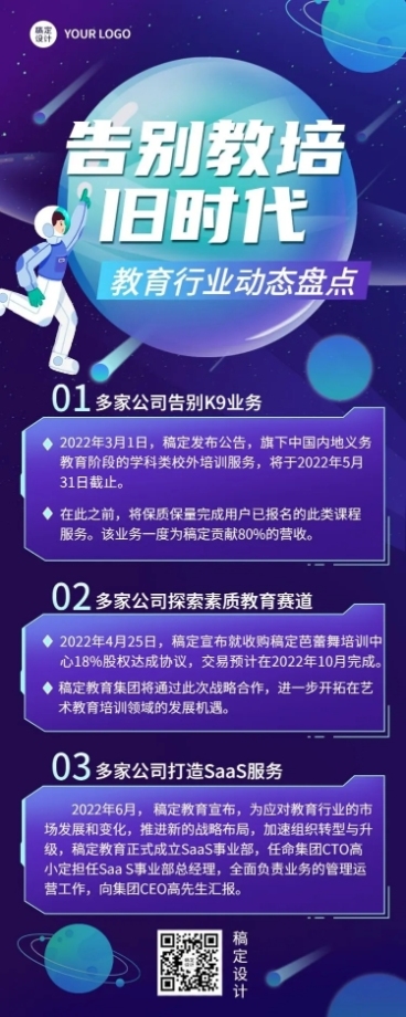 教培行业企业资讯长图海报排版预览效果