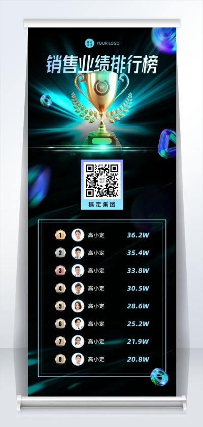 企业销售业绩排行榜易拉宝排版