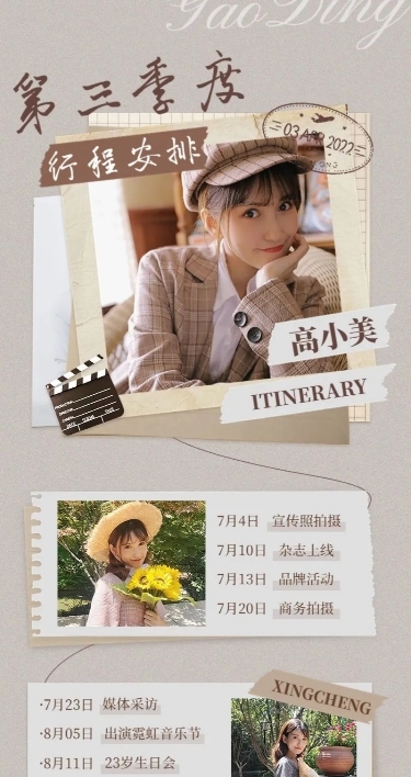 娱乐应援明星行程总结长图海报